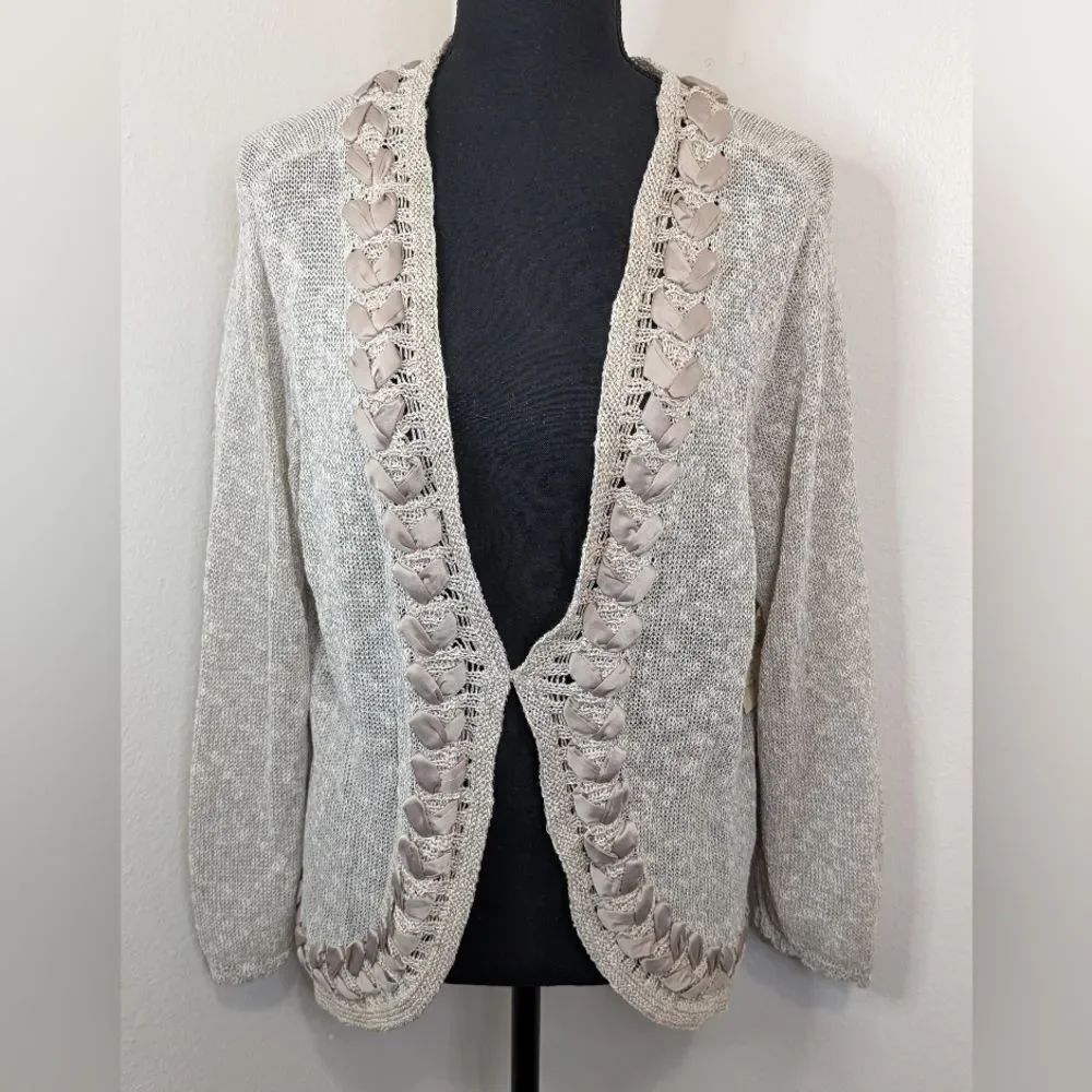 Coldwater Creek Coastal Grandma Cozy Romantic  Cottage Whimsical Cardigan XL NWT